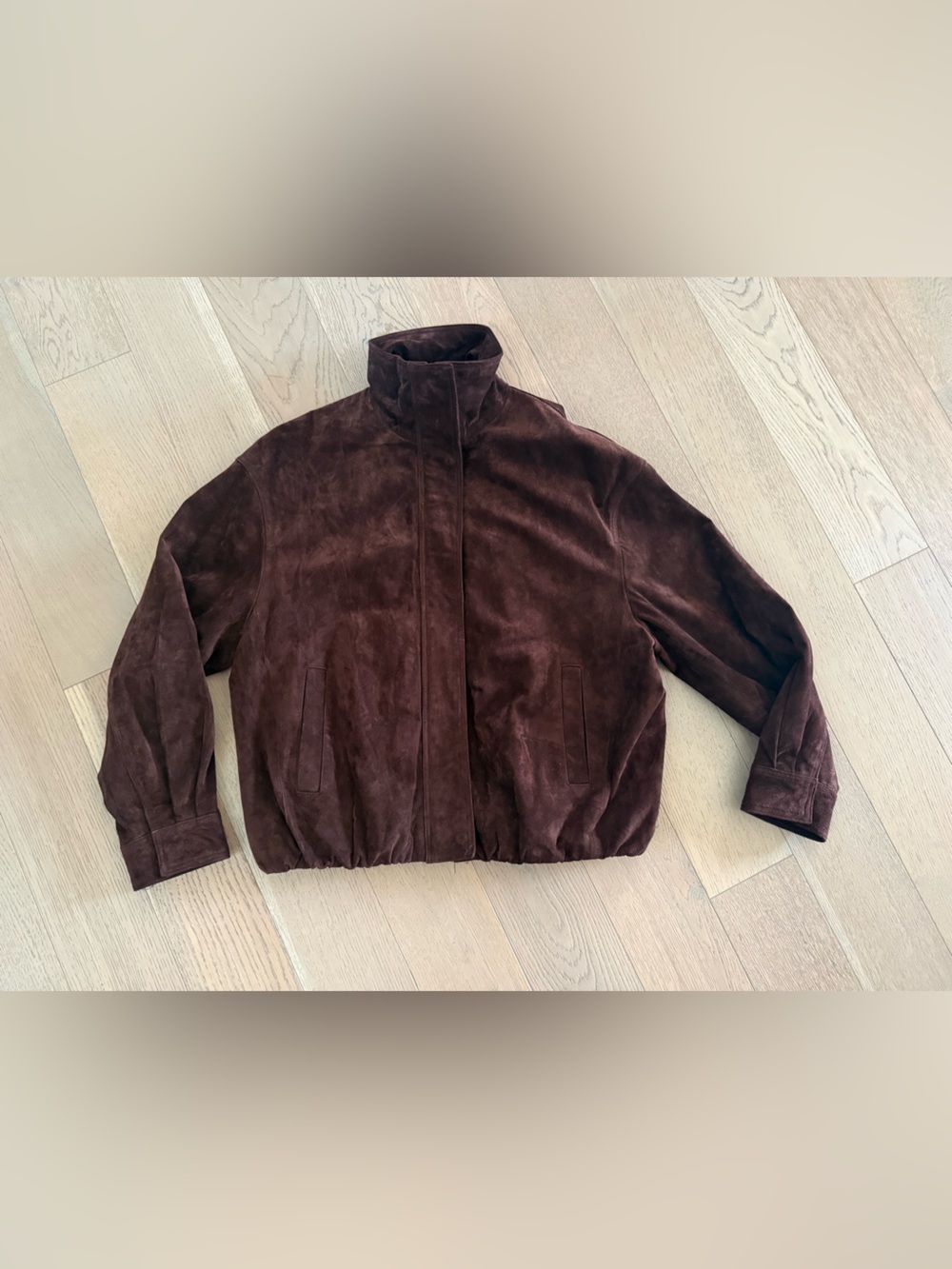 ZARA brown suede funnel neck jacket